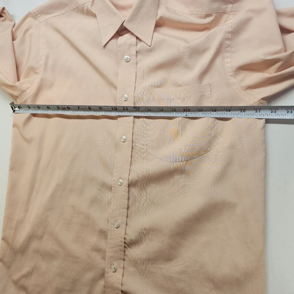 Gold‎ Cuff Men's Dress Shirt Size 40 Peach Tan Long Sleeve Button Front